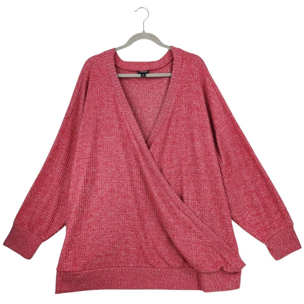 Torrid‎ Size 5 5XL Pullover Faux Wrap Drape Sweater Dolman Sleeve Yoga Comfy